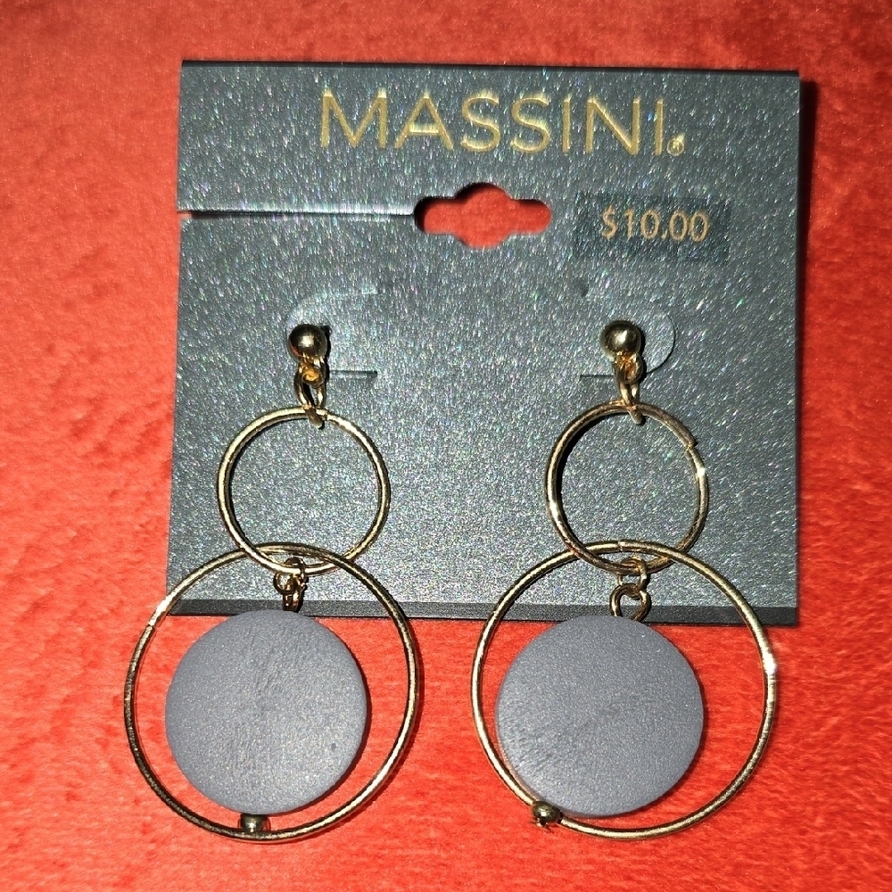 Massini Gold and Grey Double Circle Earrings